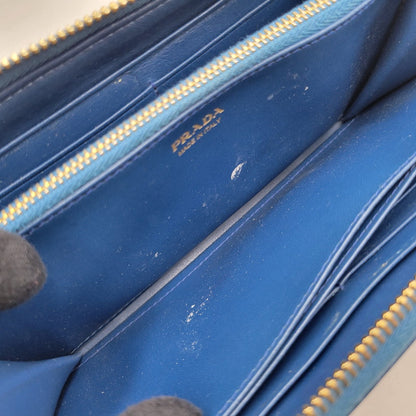 【中古品】【メンズ/レディース】 PRADA プラダ SAFFIANO 1ML506 サフィアーノ ラウンドファスナー 長財布 181-260205-as-18-izu カラー：ブルー 万代Net店