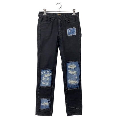 【中古品】【メンズ】 CRASH PATCHWORK BLACK DENIM PANTS クラッシュパッチワークブラックデニムパンツ 152-260204-tt-06-izu サイズ：26 カラー：ブラック 万代Net店