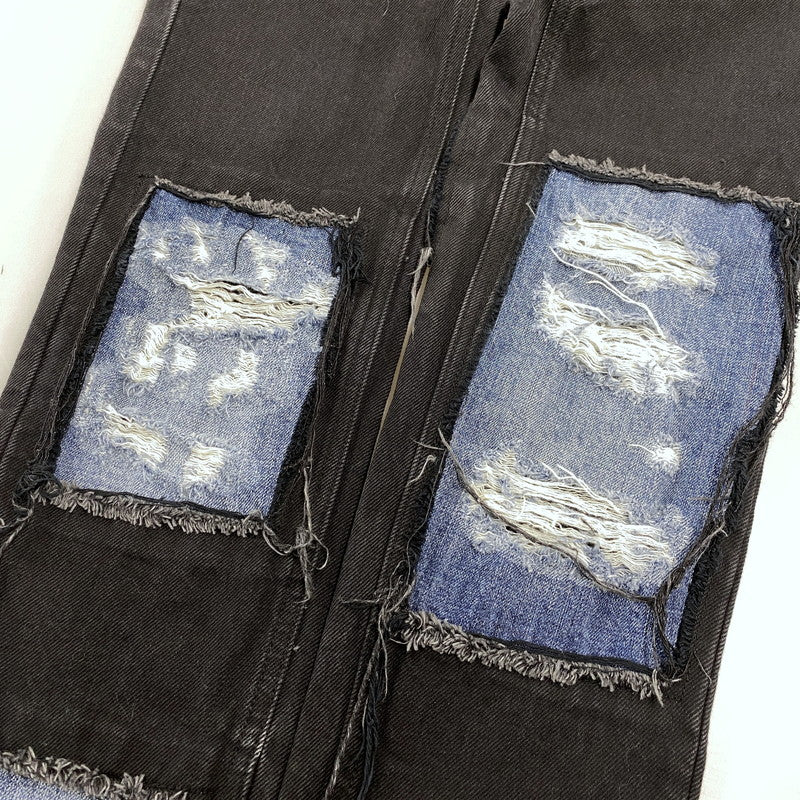 【中古品】【メンズ】 CRASH PATCHWORK BLACK DENIM PANTS クラッシュパッチワークブラックデニムパンツ 152-260204-tt-06-izu サイズ：26 カラー：ブラック 万代Net店