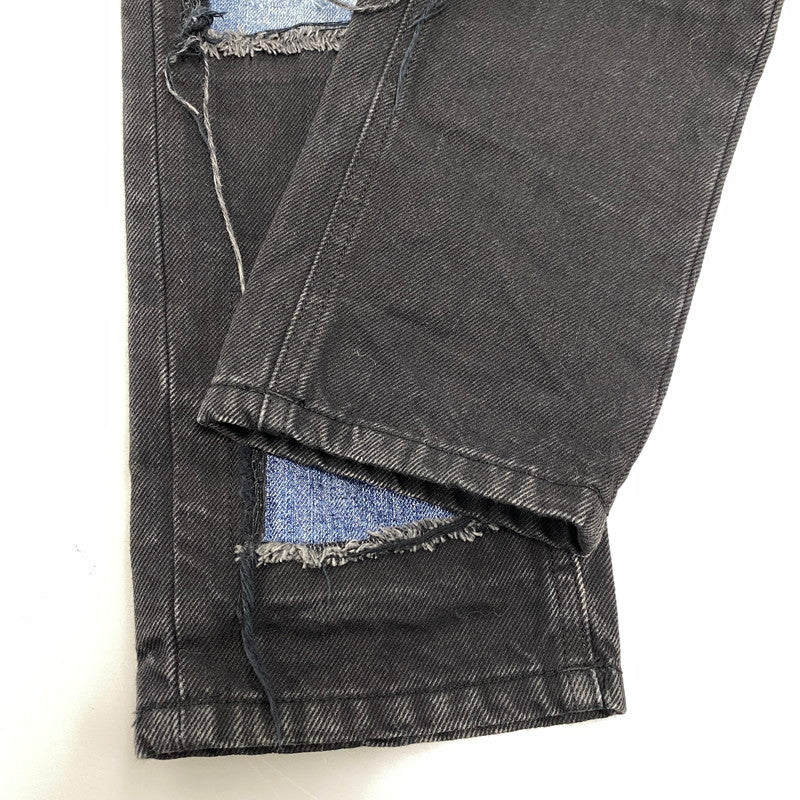 【中古品】【メンズ】 CRASH PATCHWORK BLACK DENIM PANTS クラッシュパッチワークブラックデニムパンツ 152-260204-tt-06-izu サイズ：26 カラー：ブラック 万代Net店