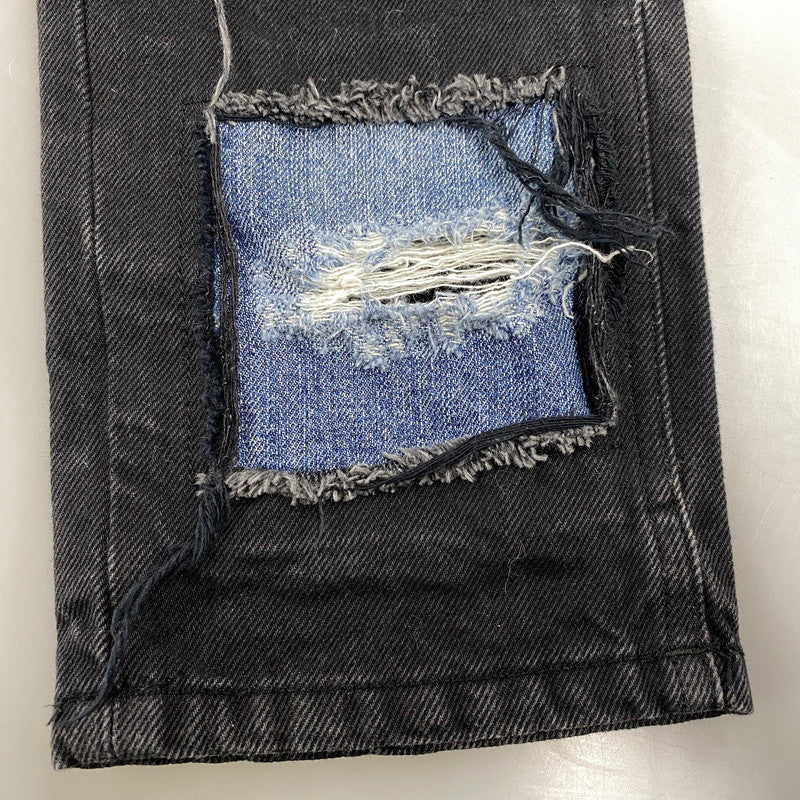 【中古品】【メンズ】 CRASH PATCHWORK BLACK DENIM PANTS クラッシュパッチワークブラックデニムパンツ 152-260204-tt-06-izu サイズ：26 カラー：ブラック 万代Net店