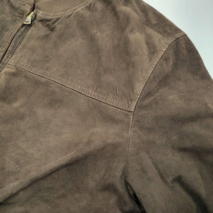 【中古品】【メンズ】 SUEDE BLOUSON JACKET スエード ブルゾン ジャケット アウター 長袖 146-260202-kh-04-izu サイズ：58 カラー：ブラウン 万代Net店