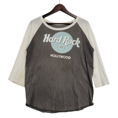 【現状渡し品】【メンズ】 HARD ROCK CAFE ハードロックカフェ RAGLAN SLEEVE TEE ラグラン スリーブ Tシャツ 146-260801-as-20-izu カラー：グレー×ホワイト 万代Net店