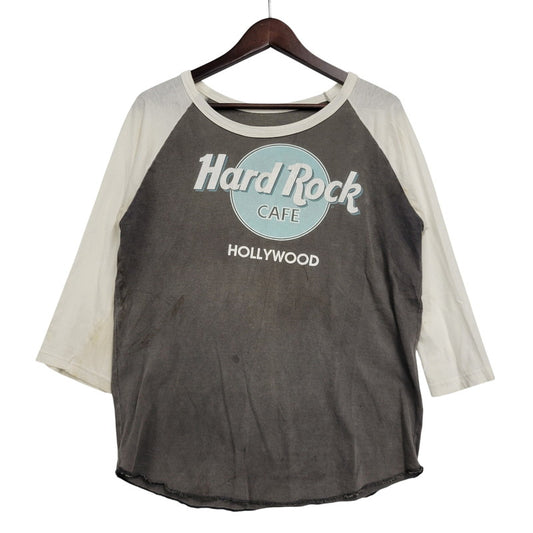 【現状渡し品】【メンズ】 HARD ROCK CAFE ハードロックカフェ RAGLAN SLEEVE TEE ラグラン スリーブ Tシャツ 146-260801-as-20-izu カラー：グレー×ホワイト 万代Net店