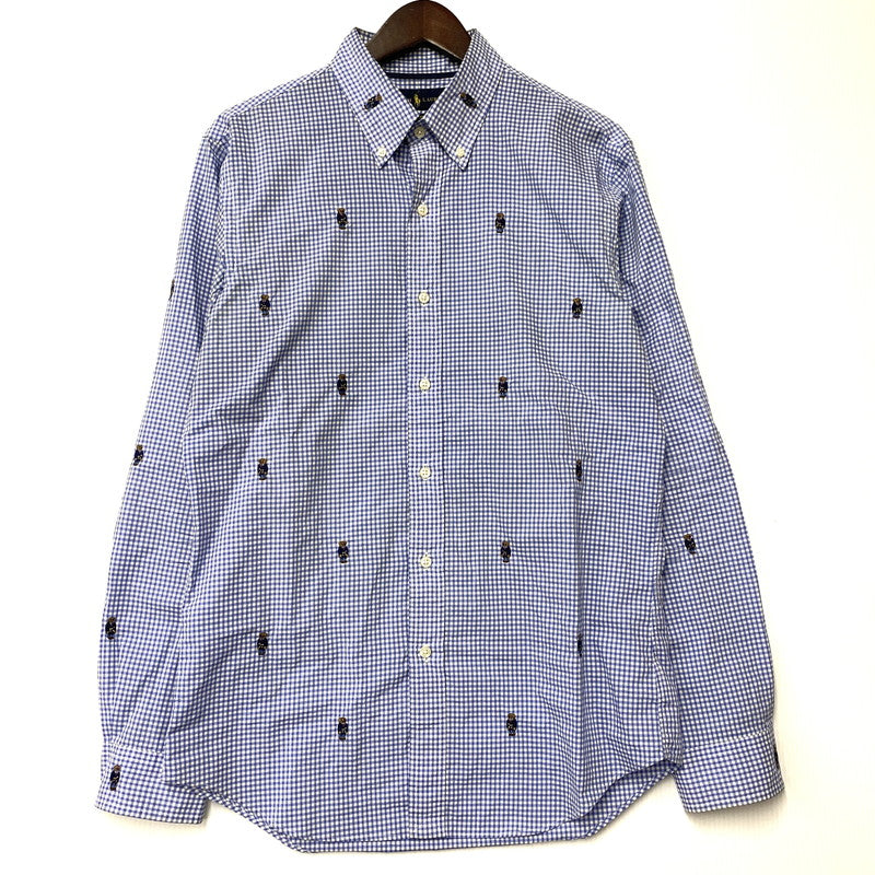 【中古品】【メンズ】 POLO BEAR CHECK LS SHIRT ポロベア チェック ロングスリーブ シャツ 長袖 トップス 147-260206-kh-10-izu サイズ：M カラー：ブルー×ホワイト 万代Net店