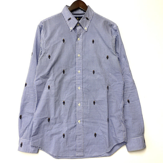 【中古品】【メンズ】 POLO BEAR CHECK LS SHIRT ポロベア チェック ロングスリーブ シャツ 長袖 トップス 147-260206-kh-10-izu サイズ：M カラー：ブルー×ホワイト 万代Net店