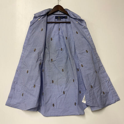 【中古品】【メンズ】 POLO BEAR CHECK LS SHIRT ポロベア チェック ロングスリーブ シャツ 長袖 トップス 147-260206-kh-10-izu サイズ：M カラー：ブルー×ホワイト 万代Net店