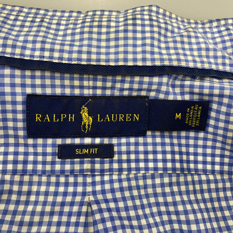 【中古品】【メンズ】 POLO BEAR CHECK LS SHIRT ポロベア チェック ロングスリーブ シャツ 長袖 トップス 147-260206-kh-10-izu サイズ：M カラー：ブルー×ホワイト 万代Net店