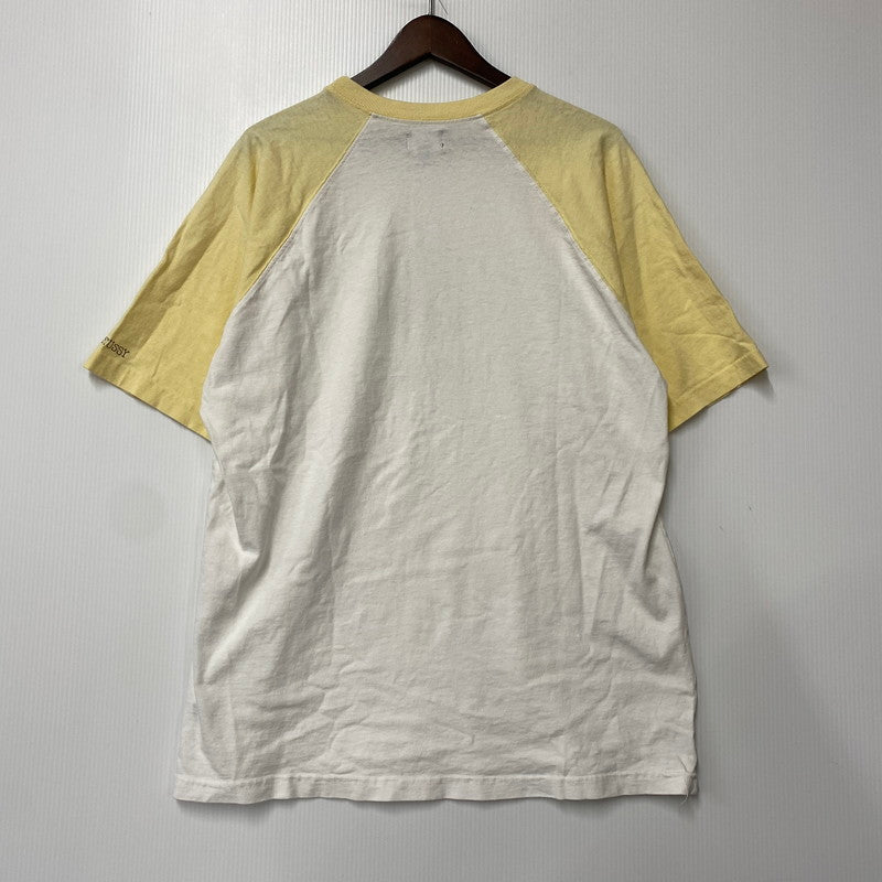 【中古品】【メンズ】 OLD STUSSY オールド ステューシー 紺タグ HONOLULU RAGLAN TEE ホノルル ラグラン Tシャツ 長袖 トップス 146-260206-kh-12-izu サイズ：L カラー：イエロー×ホワイト 万代Net店