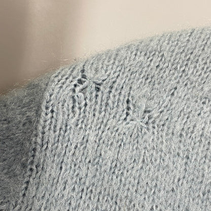 【現状渡し品】【メンズ】 VINTAGE 推定 60S MOHAIR CARDIGAN モヘア カーディガン トップス 長袖 146-260209-cs-08-izu サイズ：不明 カラー：ライトブルー 万代Net店