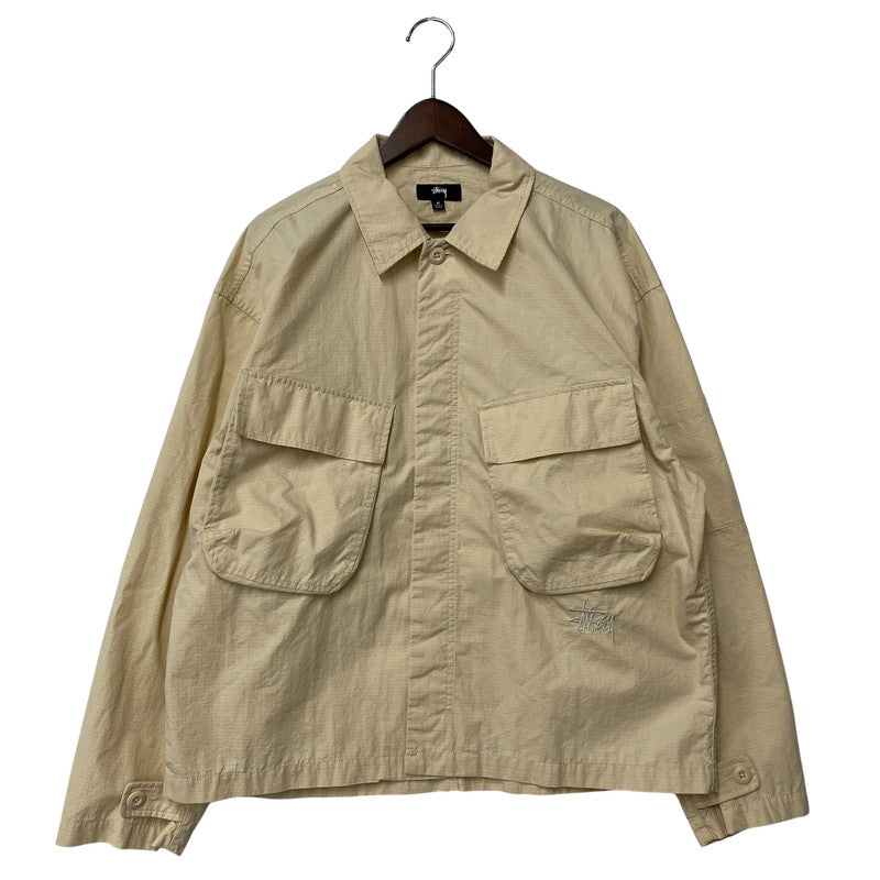 【中古品】【メンズ】 STUSSY ステューシー MILITARY OVERSHIRT ミリタリー オーバーシャツ トップス 142-260424-kh-02-izu サイズ：M カラー：クリーム 万代Net店