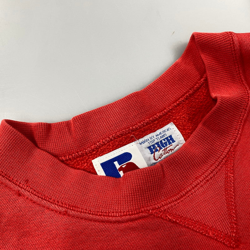 【中古品】【メンズ】 RUSSELL ATHLETIC ラッセル アスレチック 90’S USA製 ESKIMO JOE'S V GAZETTE SWEAT SHIRT エスキモー ジョーズ ブイ ガゼット スウェット シャツ トップス 長袖 146-260207-cs-22-izu サイズ：L カラー：レッド 万代Net店