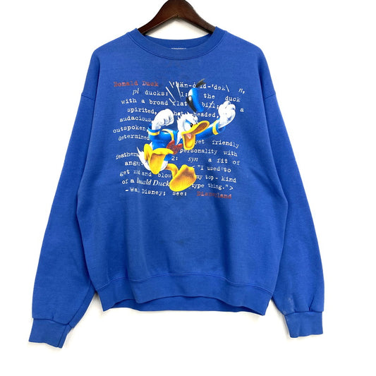 【中古品】【メンズ】 MICKEY INC ミッキー インク 90’S USA製 DONALD DUCK PRINT SWEAT SHIRT ドナルドダック プリント スウェット シャツ トップス 長袖 146-260207-cs-21-izu サイズ：M カラー：ブルー 万代Net店