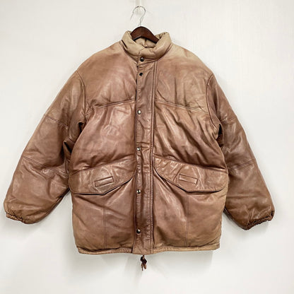 【現状渡し品】【メンズ】 TIME＆TIDE タイム アンド タイド 韓国製 LEATHER DOWN JACKET レザー ダウン ジャケット アウター 146-260205-ya-07-izu サイズ：L カラー：ブラウン 万代Net店