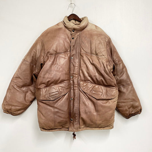 【現状渡し品】【メンズ】 TIME＆TIDE タイム アンド タイド 韓国製 LEATHER DOWN JACKET レザー ダウン ジャケット アウター 146-260205-ya-07-izu サイズ：L カラー：ブラウン 万代Net店