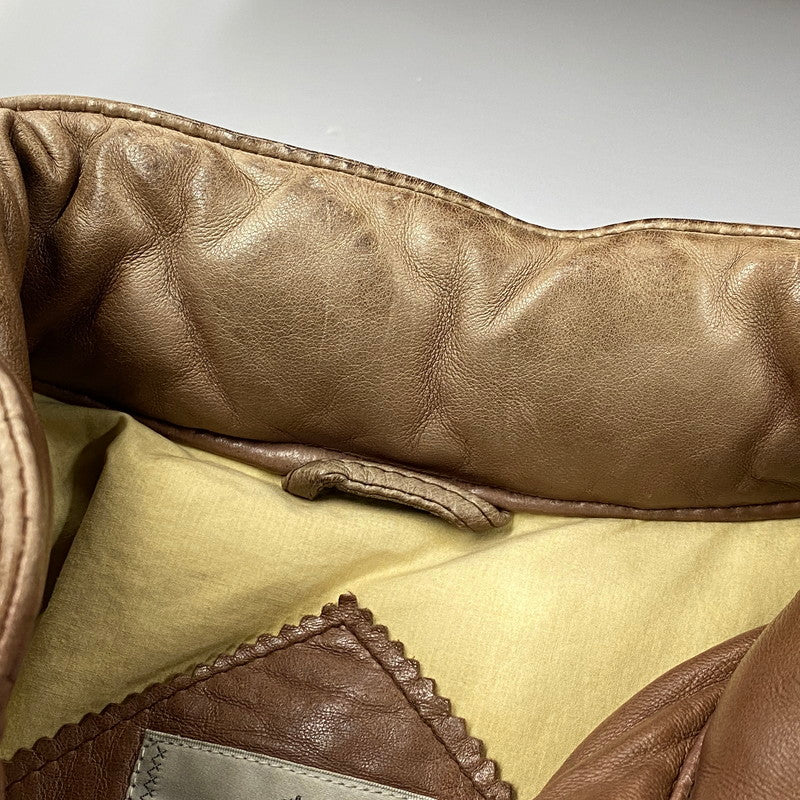 【現状渡し品】【メンズ】 TIME＆TIDE タイム アンド タイド 韓国製 LEATHER DOWN JACKET レザー ダウン ジャケット アウター 146-260205-ya-07-izu サイズ：L カラー：ブラウン 万代Net店