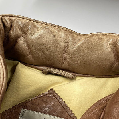 【現状渡し品】【メンズ】 TIME＆TIDE タイム アンド タイド 韓国製 LEATHER DOWN JACKET レザー ダウン ジャケット アウター 146-260205-ya-07-izu サイズ：L カラー：ブラウン 万代Net店