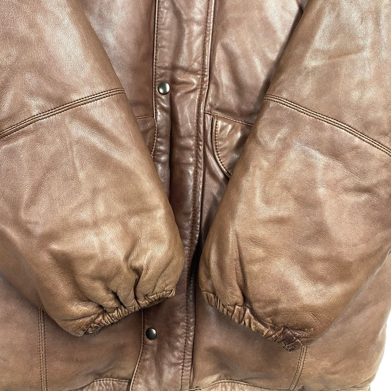 【現状渡し品】【メンズ】 TIME＆TIDE タイム アンド タイド 韓国製 LEATHER DOWN JACKET レザー ダウン ジャケット アウター 146-260205-ya-07-izu サイズ：L カラー：ブラウン 万代Net店