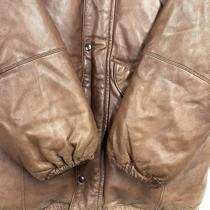 【現状渡し品】【メンズ】 TIME＆TIDE タイム アンド タイド 韓国製 LEATHER DOWN JACKET レザー ダウン ジャケット アウター 146-260205-ya-07-izu サイズ：L カラー：ブラウン 万代Net店