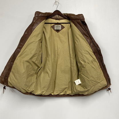【現状渡し品】【メンズ】 TIME＆TIDE タイム アンド タイド 韓国製 LEATHER DOWN JACKET レザー ダウン ジャケット アウター 146-260205-ya-07-izu サイズ：L カラー：ブラウン 万代Net店