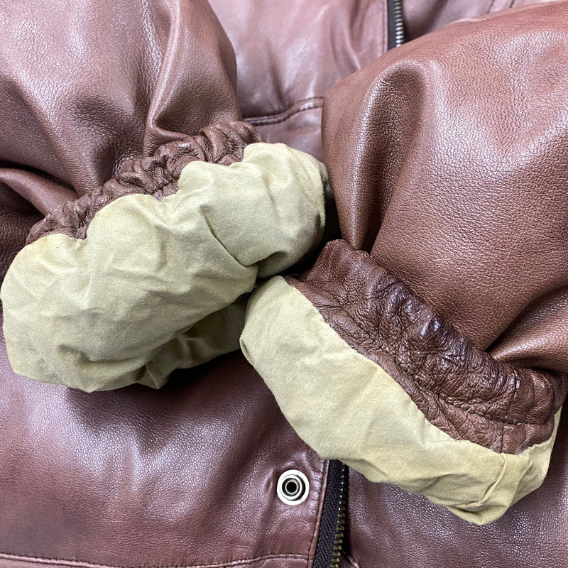 【現状渡し品】【メンズ】 TIME＆TIDE タイム アンド タイド 韓国製 LEATHER DOWN JACKET レザー ダウン ジャケット アウター 146-260205-ya-07-izu サイズ：L カラー：ブラウン 万代Net店
