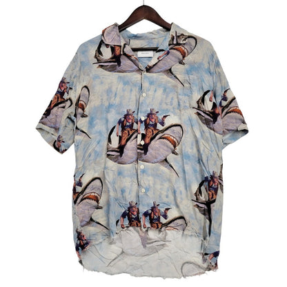 【中古品】【メンズ】 RHUDE ルード BLUE SHARK HAWAIIAN S/S SHIRT ハワイアン ショートスリーブ シャツ 半袖 トップス 142-260208-as-18-izu サイズ：S カラー：ブルー系 万代Net店