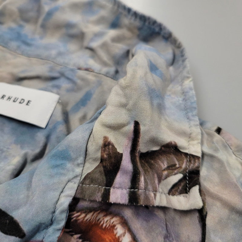 【中古品】【メンズ】 RHUDE ルード BLUE SHARK HAWAIIAN S/S SHIRT ハワイアン ショートスリーブ シャツ 半袖 トップス 142-260208-as-18-izu サイズ：S カラー：ブルー系 万代Net店