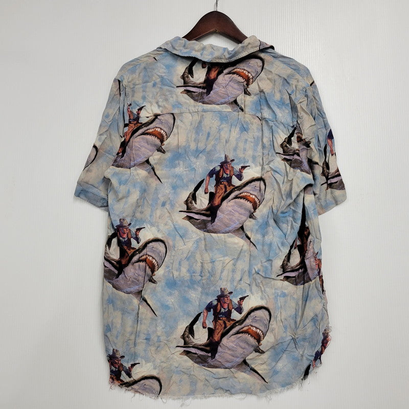 【中古品】【メンズ】 RHUDE ルード BLUE SHARK HAWAIIAN S/S SHIRT ハワイアン ショートスリーブ シャツ 半袖 トップス 142-260208-as-18-izu サイズ：S カラー：ブルー系 万代Net店