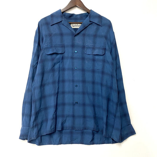 【中古品】【メンズ】 OMBRAY CHECK OPEN COLLAR SHIRT TYPE-1 オンブレチェックオープンカラーシャツ トップス 142-260211-tt-02-izu サイズ：L カラー：ブルー 万代Net店