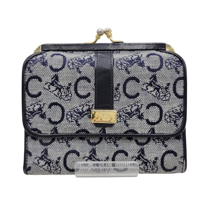 【中古品】【レディース】 CELINE セリーヌ C マカダム柄 ガマ口 財布 181-260206-kh-04-izu カラー：ネイビー系 万代Net店