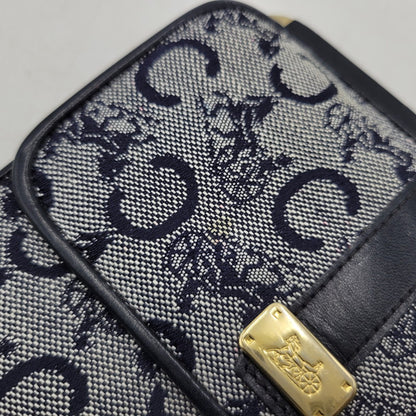 【中古品】【レディース】 CELINE セリーヌ C マカダム柄 ガマ口 財布 181-260206-kh-04-izu カラー：ネイビー系 万代Net店