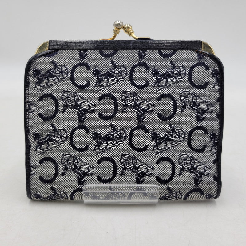 【中古品】【レディース】 CELINE セリーヌ C マカダム柄 ガマ口 財布 181-260206-kh-04-izu カラー：ネイビー系 万代Net店
