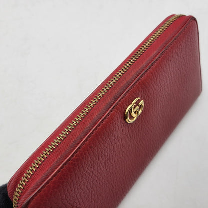 【中古品】【レディース】 456117 GG マーモント ラウンドジップ ウォレット ダブルG 財布 181-260206-kh-03-izu カラー：レッド 万代Net店
