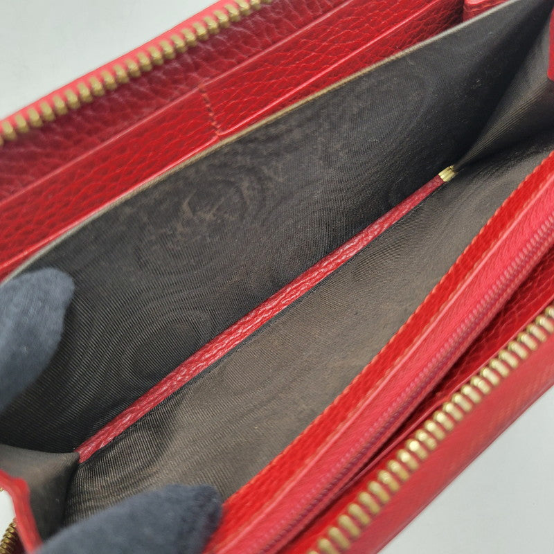 【中古品】【レディース】 456117 GG マーモント ラウンドジップ ウォレット ダブルG 財布 181-260206-kh-03-izu カラー：レッド 万代Net店