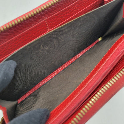 【中古品】【レディース】 456117 GG マーモント ラウンドジップ ウォレット ダブルG 財布 181-260206-kh-03-izu カラー：レッド 万代Net店