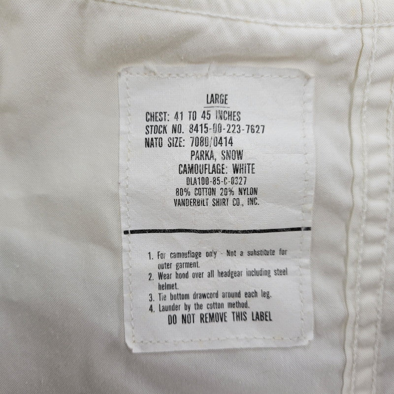 【中古品】【メンズ】 U.S.ARMY ユーエスアーミー SNOW CAMOUFLAGE PARKA 8415-00-223-7627 スノー カモフラージュ パーカ ジャケット アウター 146-260209-as-07-izu サイズ：L カラー：ホワイト 万代Net店