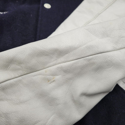 【中古品】【メンズ】 HOLLOWAY ホロウェイ USA製 KEVIN LEATHER×WOOL STADIUM JACKET レザー ウール スタジアムジャケット 146-260208-tt-07-izu サイズ：XL カラー：ネイビー×ホワイト 万代Net店