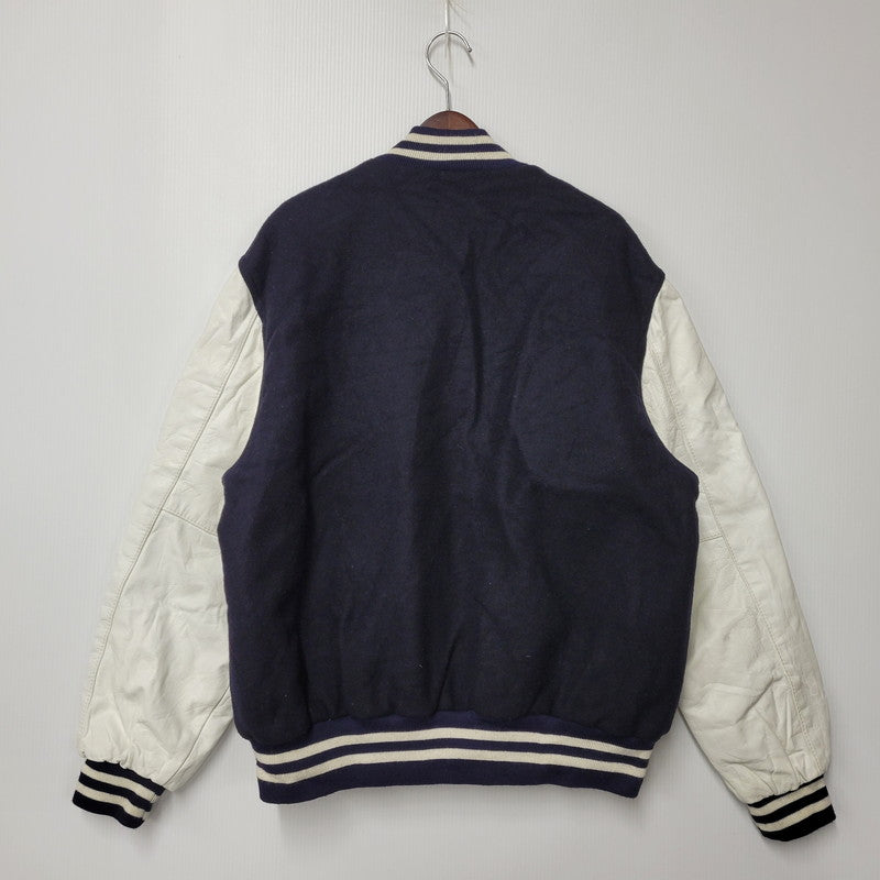 【中古品】【メンズ】 HOLLOWAY ホロウェイ USA製 KEVIN LEATHER×WOOL STADIUM JACKET レザー ウール スタジアムジャケット 146-260208-tt-07-izu サイズ：XL カラー：ネイビー×ホワイト 万代Net店