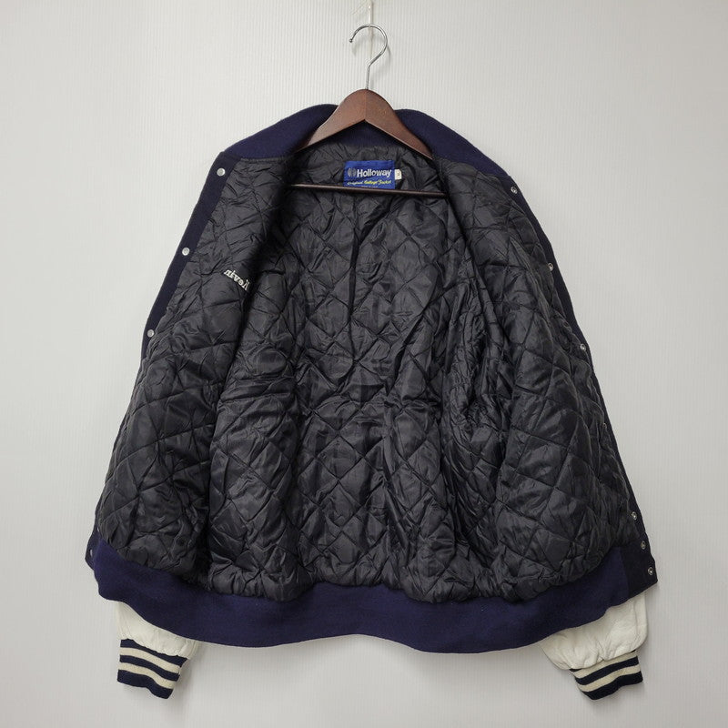 【中古品】【メンズ】 HOLLOWAY ホロウェイ USA製 KEVIN LEATHER×WOOL STADIUM JACKET レザー ウール スタジアムジャケット 146-260208-tt-07-izu サイズ：XL カラー：ネイビー×ホワイト 万代Net店