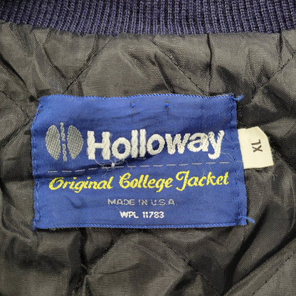 【中古品】【メンズ】 HOLLOWAY ホロウェイ USA製 KEVIN LEATHER×WOOL STADIUM JACKET レザー ウール スタジアムジャケット 146-260208-tt-07-izu サイズ：XL カラー：ネイビー×ホワイト 万代Net店