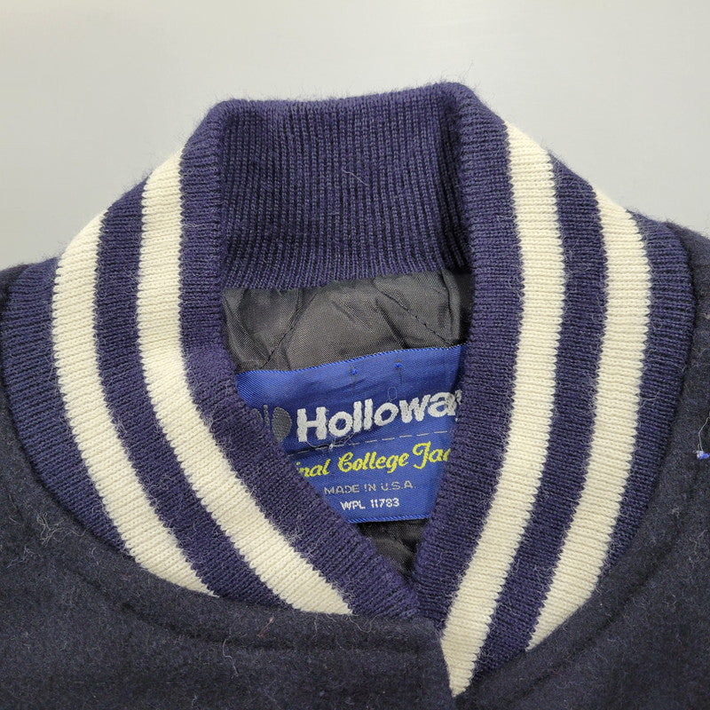 【中古品】【メンズ】 HOLLOWAY ホロウェイ USA製 KEVIN LEATHER×WOOL STADIUM JACKET レザー ウール スタジアムジャケット 146-260208-tt-07-izu サイズ：XL カラー：ネイビー×ホワイト 万代Net店