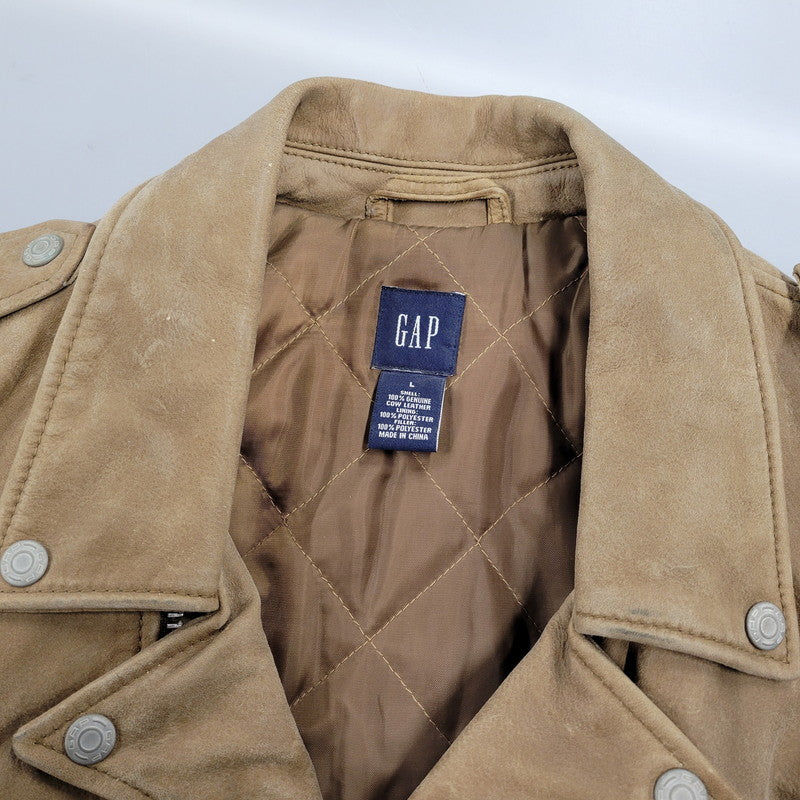 【現状渡し品】【メンズ】 OLD GAP オールドギャップ COW LEATHER DOUBLE RIDERS JACKET カウレザーダブルライダースジャケット アウター 146-260208-tt-11-izu サイズ：L カラー：ブラウン 万代Net店