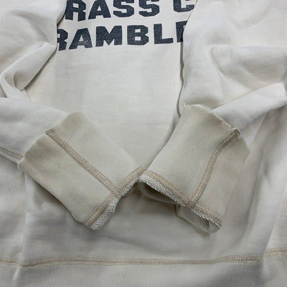 【現状渡し品】【メンズ】 DELUXE WARE デラックスウエア "D.L.X.R BRASSS CITY RAMBLERS"前V SWEATSHIRT スウェットシャツ トップス 長袖 145-260214-cs-02-izu サイズ：M カラー：ホワイト 万代Net店