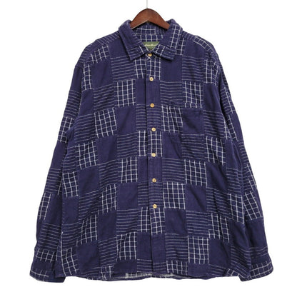 【中古品】【メンズ】 L/S PATCHWORK SHIRT 034-9378 ロングスリーブ パッチワーク シャツ 長袖 トップス 144-260223-as-29-izu サイズ：XL カラー：ネイビー 万代Net店