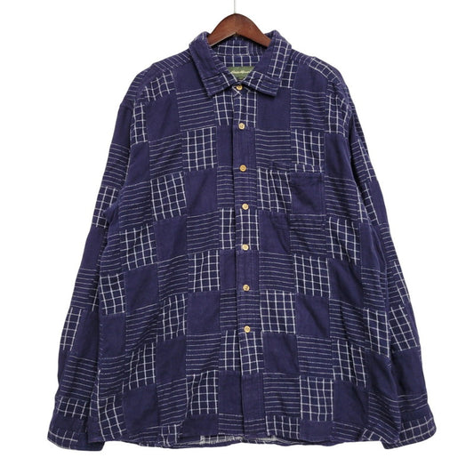 【中古品】【メンズ】 Eddie Bauer エディー・バウアー L/S PATCHWORK SHIRT 034-9378 ロングスリーブ パッチワーク シャツ 長袖 トップス 144-260223-as-29-izu サイズ：XL カラー：ネイビー 万代Net店