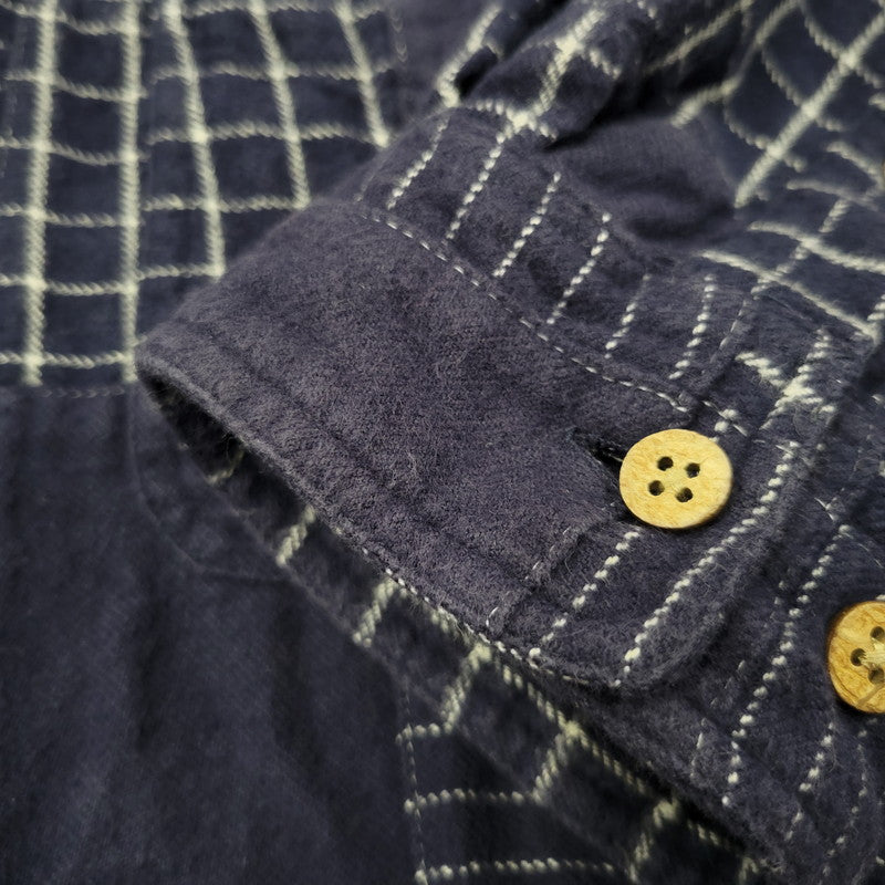 【中古品】【メンズ】 L/S PATCHWORK SHIRT 034-9378 ロングスリーブ パッチワーク シャツ 長袖 トップス 144-260223-as-29-izu サイズ：XL カラー：ネイビー 万代Net店