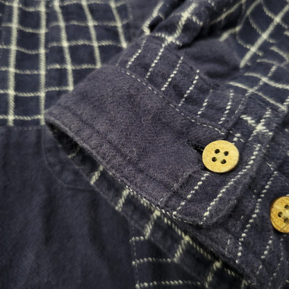 【中古品】【メンズ】 L/S PATCHWORK SHIRT 034-9378 ロングスリーブ パッチワーク シャツ 長袖 トップス 144-260223-as-29-izu サイズ：XL カラー：ネイビー 万代Net店
