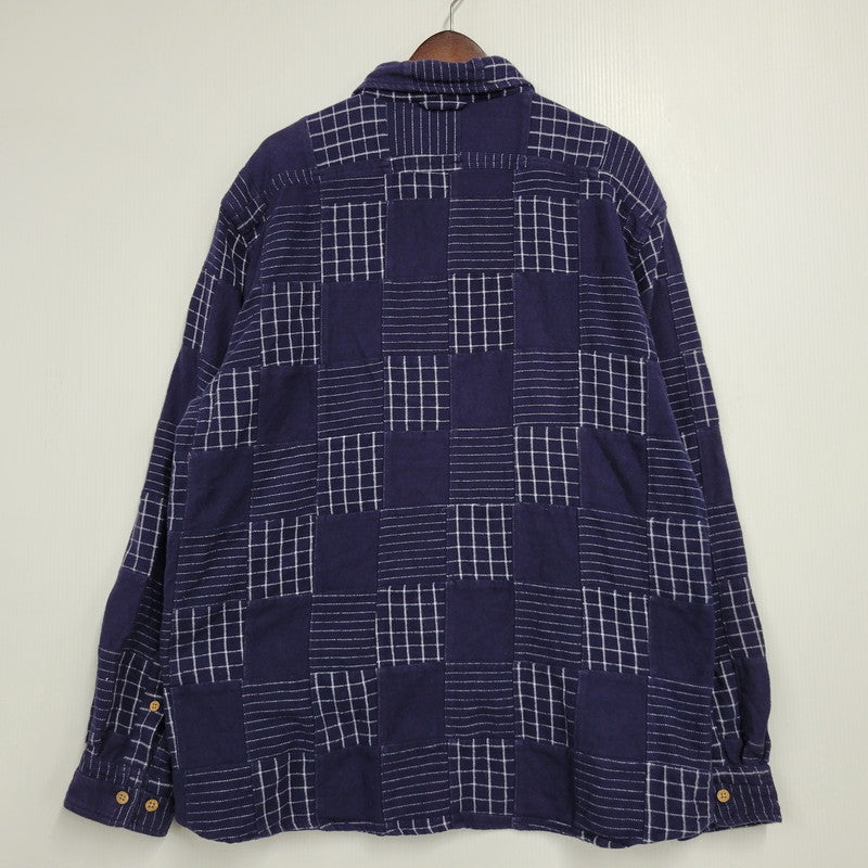 【中古品】【メンズ】 L/S PATCHWORK SHIRT 034-9378 ロングスリーブ パッチワーク シャツ 長袖 トップス 144-260223-as-29-izu サイズ：XL カラー：ネイビー 万代Net店