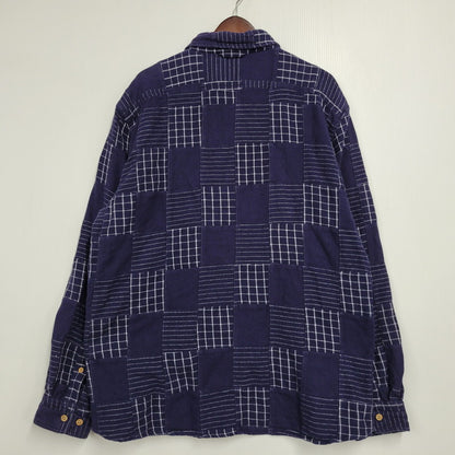 【中古品】【メンズ】 L/S PATCHWORK SHIRT 034-9378 ロングスリーブ パッチワーク シャツ 長袖 トップス 144-260223-as-29-izu サイズ：XL カラー：ネイビー 万代Net店