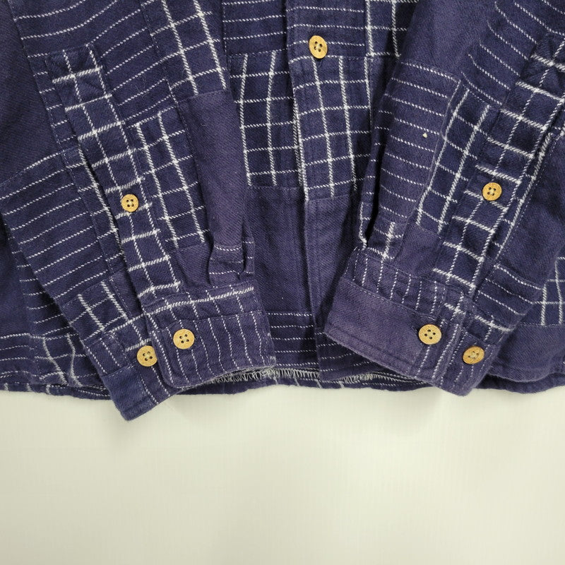 【中古品】【メンズ】 L/S PATCHWORK SHIRT 034-9378 ロングスリーブ パッチワーク シャツ 長袖 トップス 144-260223-as-29-izu サイズ：XL カラー：ネイビー 万代Net店